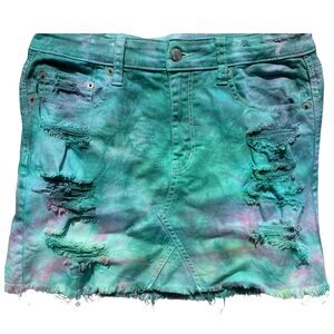 Remade American Eagle Green Tie Dye Mini Skirt